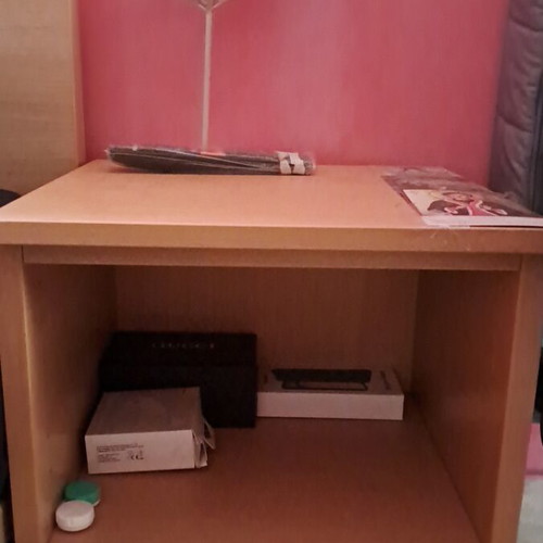 Student furniture set with bookshelf, bed, armchair and nightstand