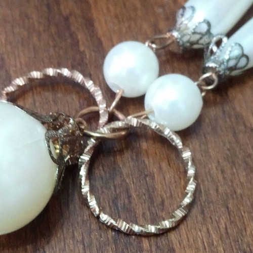 Chain necklace with pearls used, long, faux bijoux