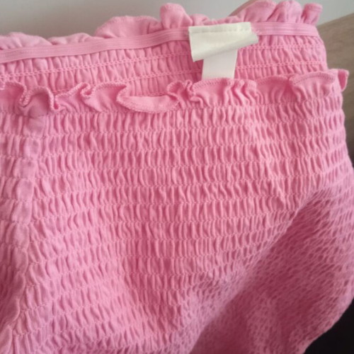 H&M smocked top used, cotton, pink
