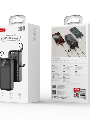Power Bank 30.000mAh με 4 ενσωματωμένα καλώδια, κατόπιν παραγγελίας