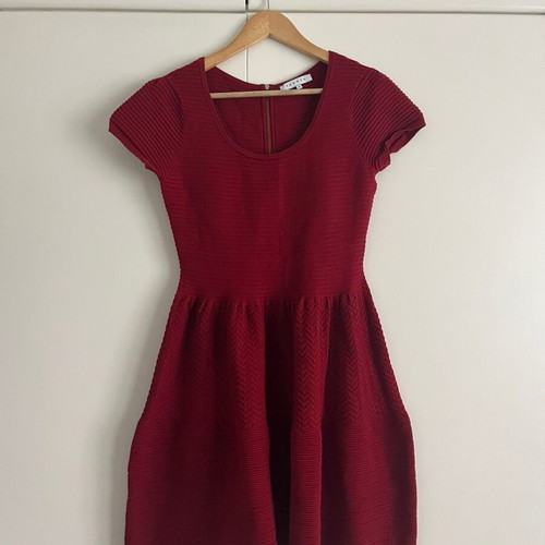 Sandro red skater cotton dress like new, size L