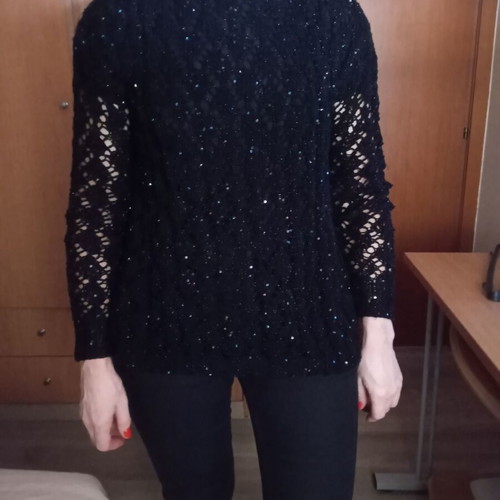 Handmade blouse used with sequins, size M, black