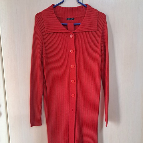Women's cardigan new, red, long, elastic size M
