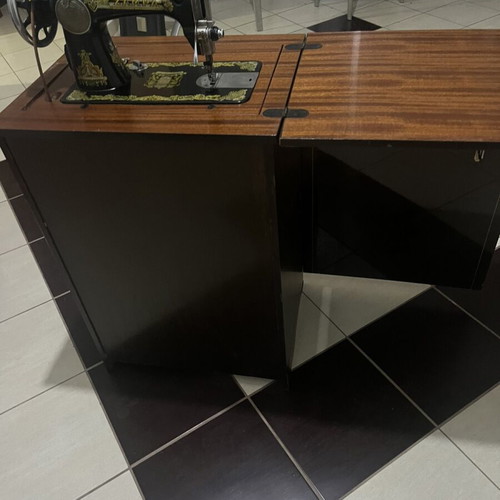 ZAMPA vintage sewing machine with wooden cabinet used