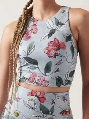 Athleta Conscious Crop Bra XL σε χρώμα Iris Floral Grey, σαν καινούργιο