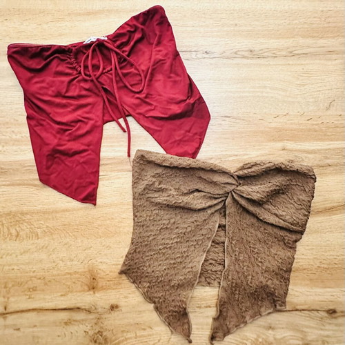 Two women's tops, brown and red, size XS