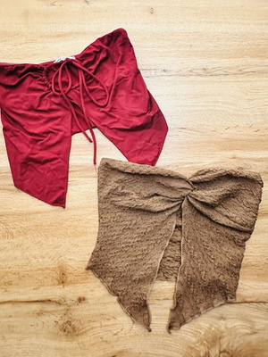 Two women's tops, brown and red, size XS