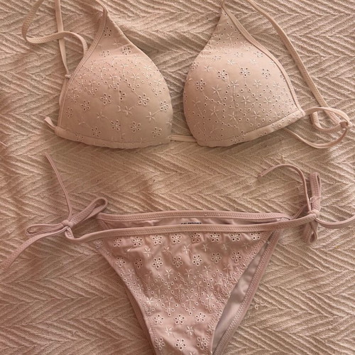 Calzedonia knitted bikini swimsuit like new, white and beige, size S