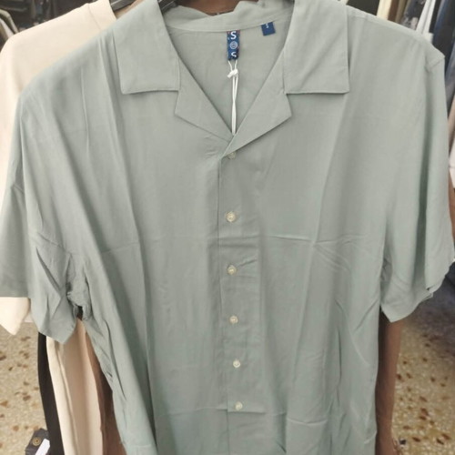 Men's Shirt 100% Artificial Silk Light Fabric New, Olive Green, Sizes S-XXL