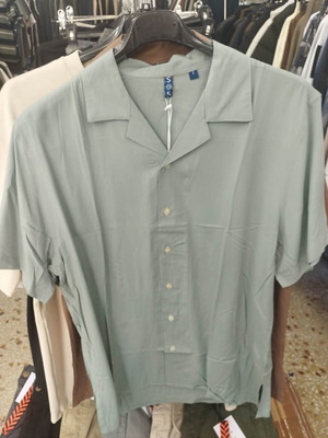 Men's Shirt 100% Artificial Silk Light Fabric New, Olive Green, Sizes S-XXL