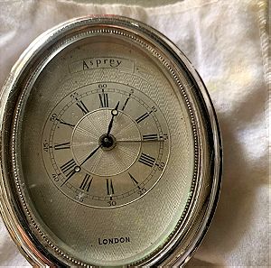 ASPREY OF LONDON OVAL STRUT TYPE ALARM CLOCK Swiss Made σπανιο επιτραπέζιο ρολόι