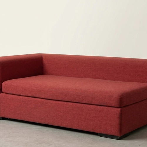 Two-seater sofa red fabric modern design like new