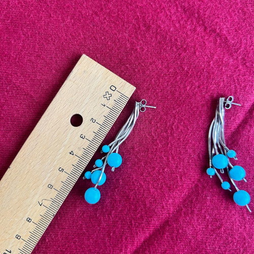 Vintage silver earrings and bracelet set with turquoise beads like new