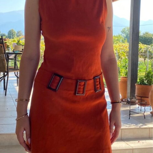 Vintage suede mini dress like new, orange
