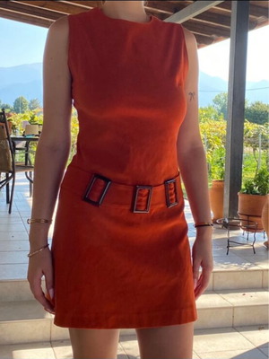 Vintage suede mini dress like new, orange