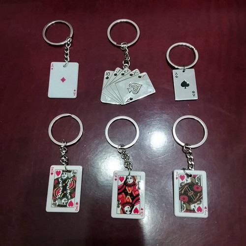 Metal playing card keychains new