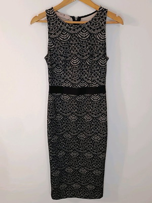 MYT Wearables lace midi dress like new, black with beige lining, size M