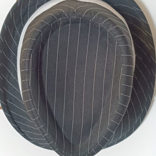 Pork Pie striped hat used, black and white