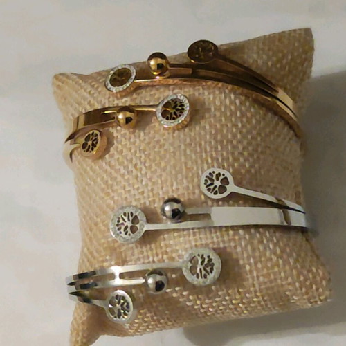 Steel handcuff bracelet new, gold and silver colors