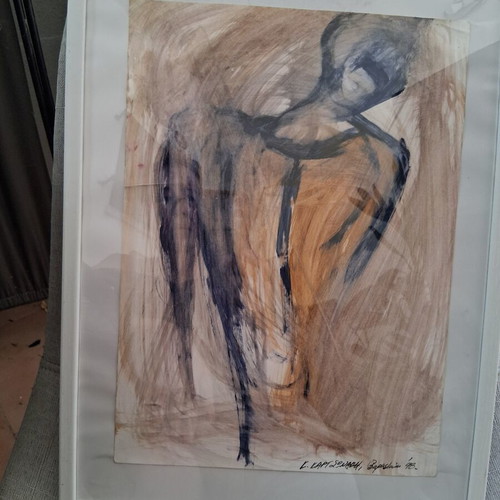 Painting "Γυμνο" framed 30×40cm, like new, signed