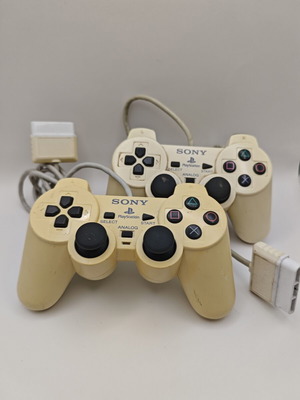 Χειριστήρια Sony PlayStation 2 κεραμικά λευκά μεταχειρισμένα, σετ 2