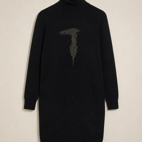 Trussardi Jeans Black Knit Dress size L like new