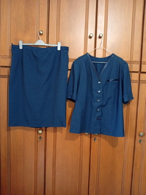 Ταγιέρ γυναικείο λινό μεταχειρισμένο, ελληνικής ραφής, μέγεθος 3XL, μπλε