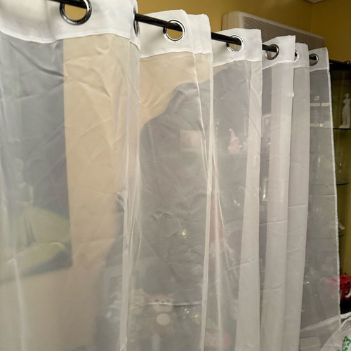 White sheer curtains with metal eyelets new