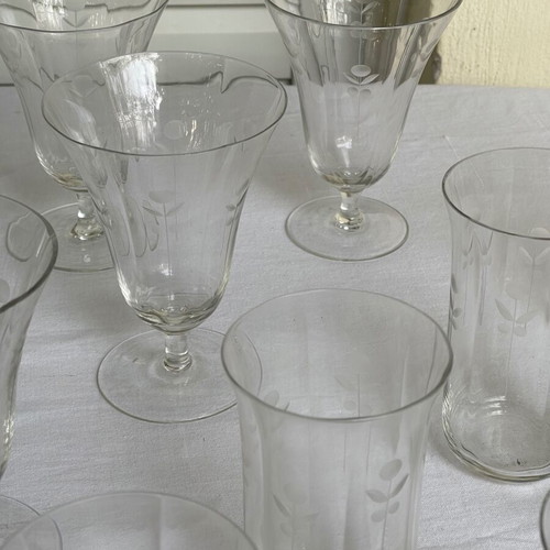 Set of 24 Crystal Art Deco Antique Glasses used