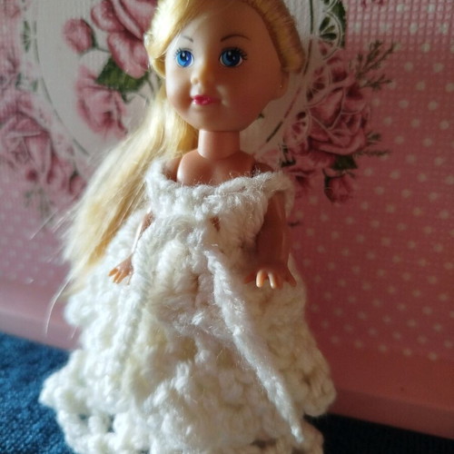 Doll with handmade dress new, 10 cm