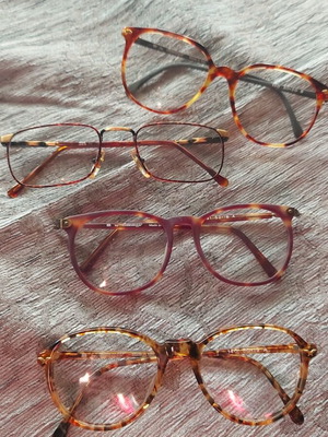 Vintage eyeglass frames like new, pack of 4, brown and black