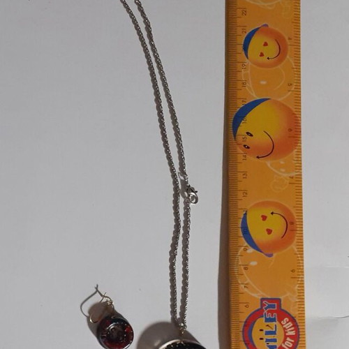 Set of two handmade multicolor pendants and earrings