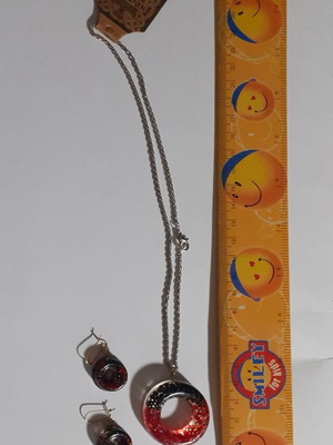 Set of two handmade multicolor pendants and earrings