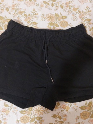 Black fabric shorts, size M, wide and comfortable
