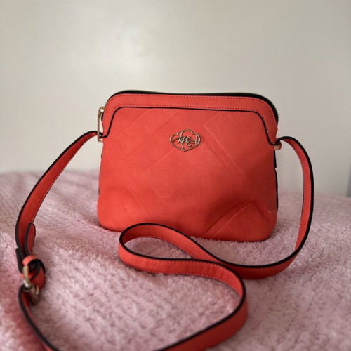 Coral leather crossbody shoulder bag like new
