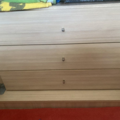 Children's bedroom set used with wardrobe, beds, desk, and drawers