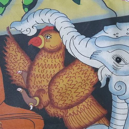 Buddhist deity from Thailand used, on fabric 73×50cm