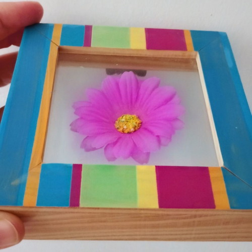 Decorative frame with encased flower, new