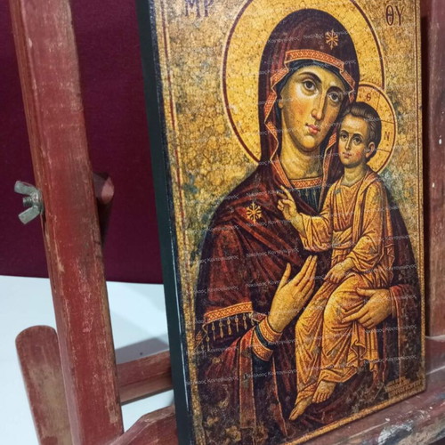 Χειροποίητη αγιογραφία Η Παναγία καινούργια με εκτύπωση UV