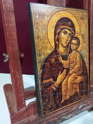 Χειροποίητη αγιογραφία Η Παναγία καινούργια με εκτύπωση UV
