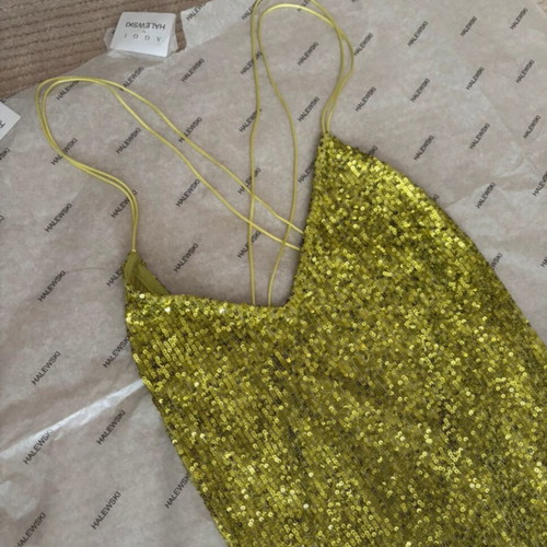 AGGI by Halewski Maxi Sequin Dress new, green-yellow