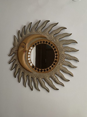 Decorative Sun and Moon Mirror vintage style, like new, 50cm diameter