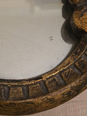 Antique handmade wood-carved mirror with gold patina like new