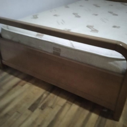 Semi-double bed with mattress used, solid wood 200x117cm