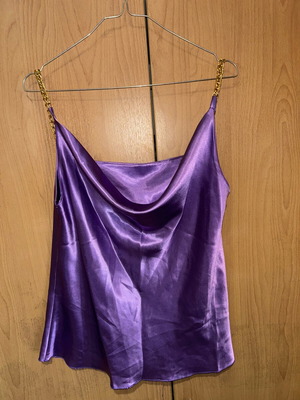 Satin blouse purple like new, one size to large