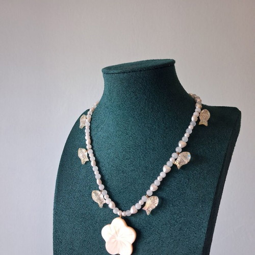 Handmade necklace Frozen Summer new, multicolor with aquamarines and pearls