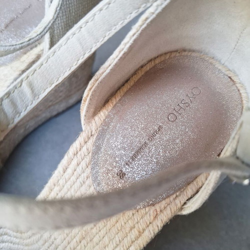 Oysho Beige Knitted Espadrille Wedges used, rope platform heel