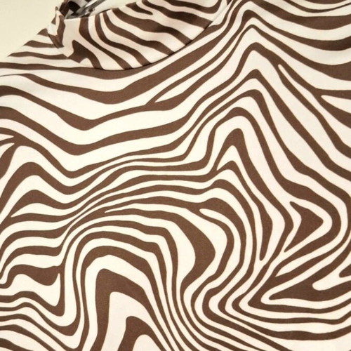 Shein women's fitted blouse new, brown and white, size S