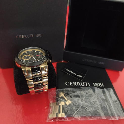 Cerruti 1881 men's chronograph watch new, black and gold