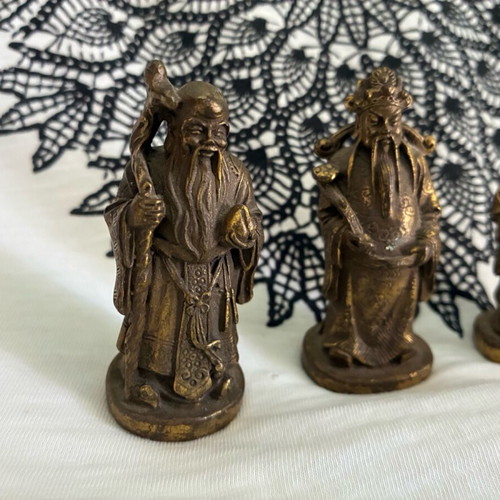 Bronze Feng Shui statues used, set of 3 (Fu Lu Sao)
